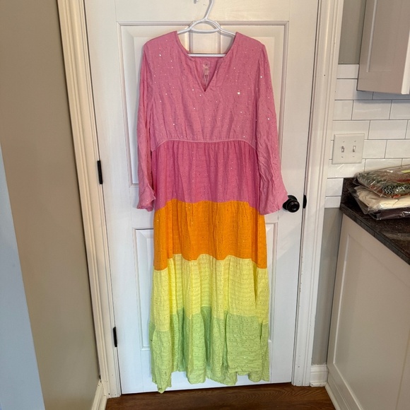 New! PQ Swim Lila color block tiered sequin Maxi Dress 31874 - Picture 5 of 13